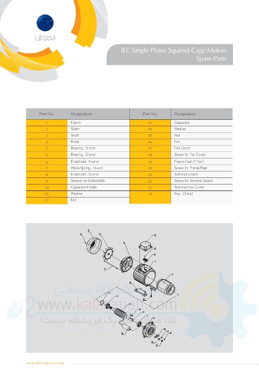 کاتالوگ الکتروژن تکفاز