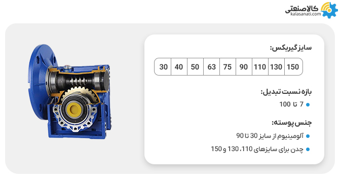 سایز گیربکس nmrv