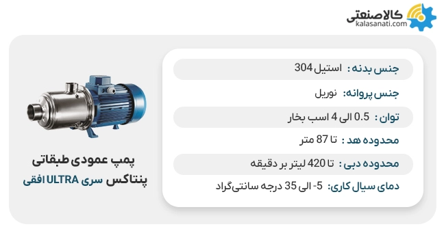 پمپ عمودی طبقاتی پنتاکس سری ultra افقی