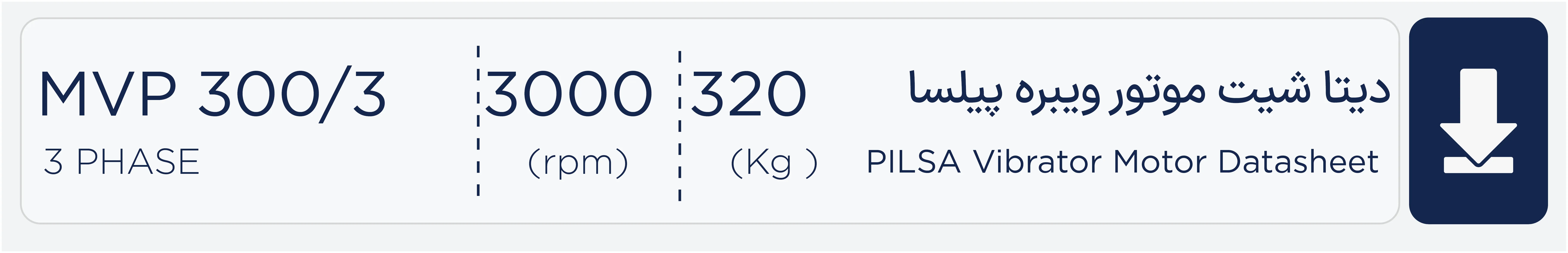 دیتاشیت موتور ویبره 300 کیلویی سه فاز 3000 دور پیلسا MVP300/3 