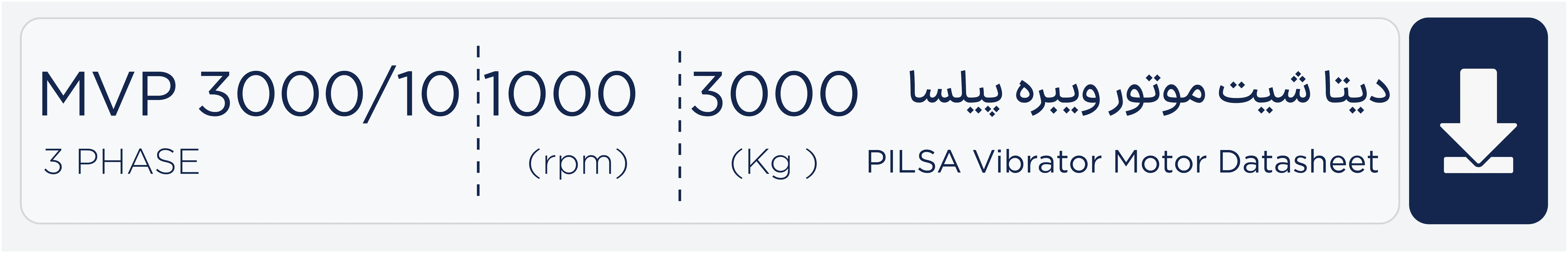 دیتاشیت موتور ویبره 800 کیلویی سه فاز 1000 دور پیلسا MVP100/10 