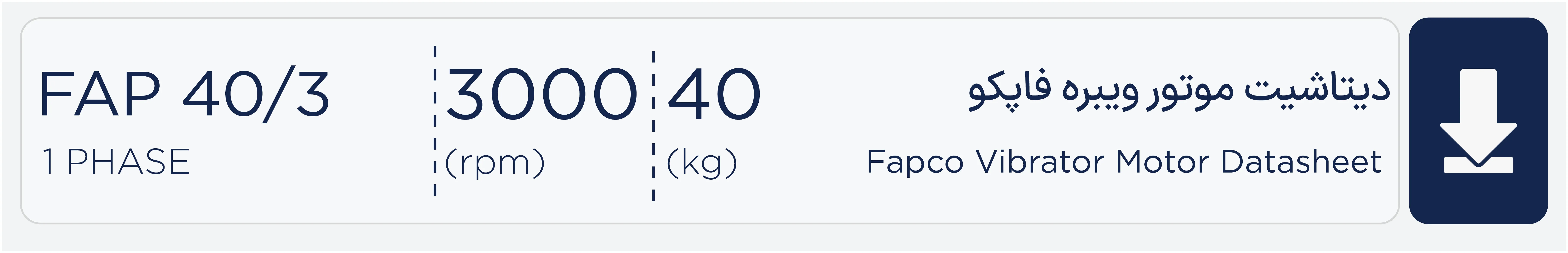 دیتاشیت موتور ویبره سه فاز 3000 دور فاپکو FAP 40/3 