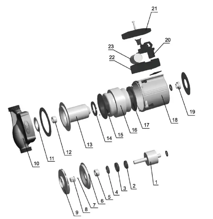 اجزای پمپ سیرکولاتور پکیجی لئو سری lrp