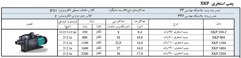 انواع مدل های پمپ استخری xkp