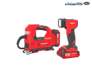 کیت کمپرسور فندکی و چراغ قوه شارژی 20 ولت توسن مدل 9799K