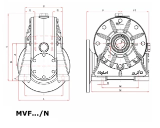 گیربکس شاکرین حلزونی MVF نرمال سایز 130 فلنج دار