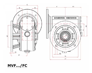 گیربکس شاکرین حلزونی MVF.FC سایز 130 فلنج دار