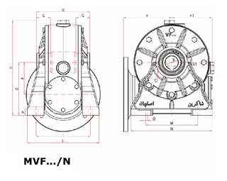 گیربکس حلزونی شاکرین MVF نرمال سایز 110 فلنج دار