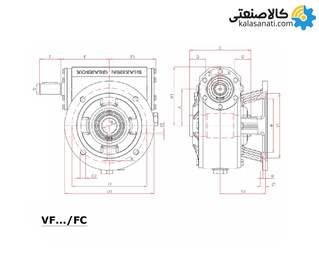 گیربکس شاکرین حلزونی VF/FC سایز 86 فلنج دار نسبت تبدیل 100