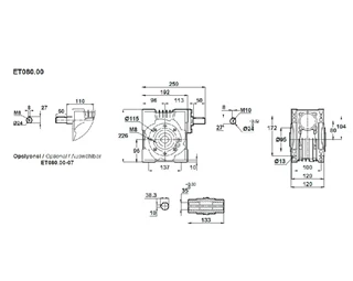 گیربکس حلزونی ایلماز کتابی سایز 80 سری ET