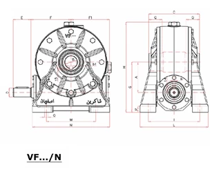 گیربکس شاکرین حلزونی VF نرمال سایز 130 پایه دار 