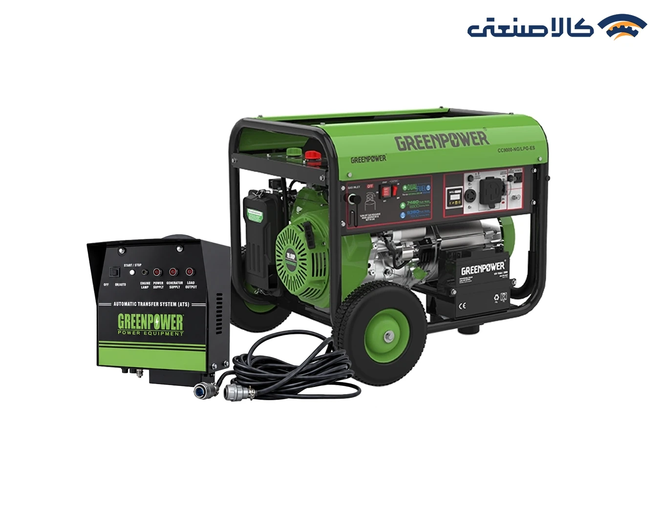 موتور برق گازسوز استارتی تک فاز 7.5 کیلووات گرین پاور CC9000AT-NG/LPG اتوماتیک