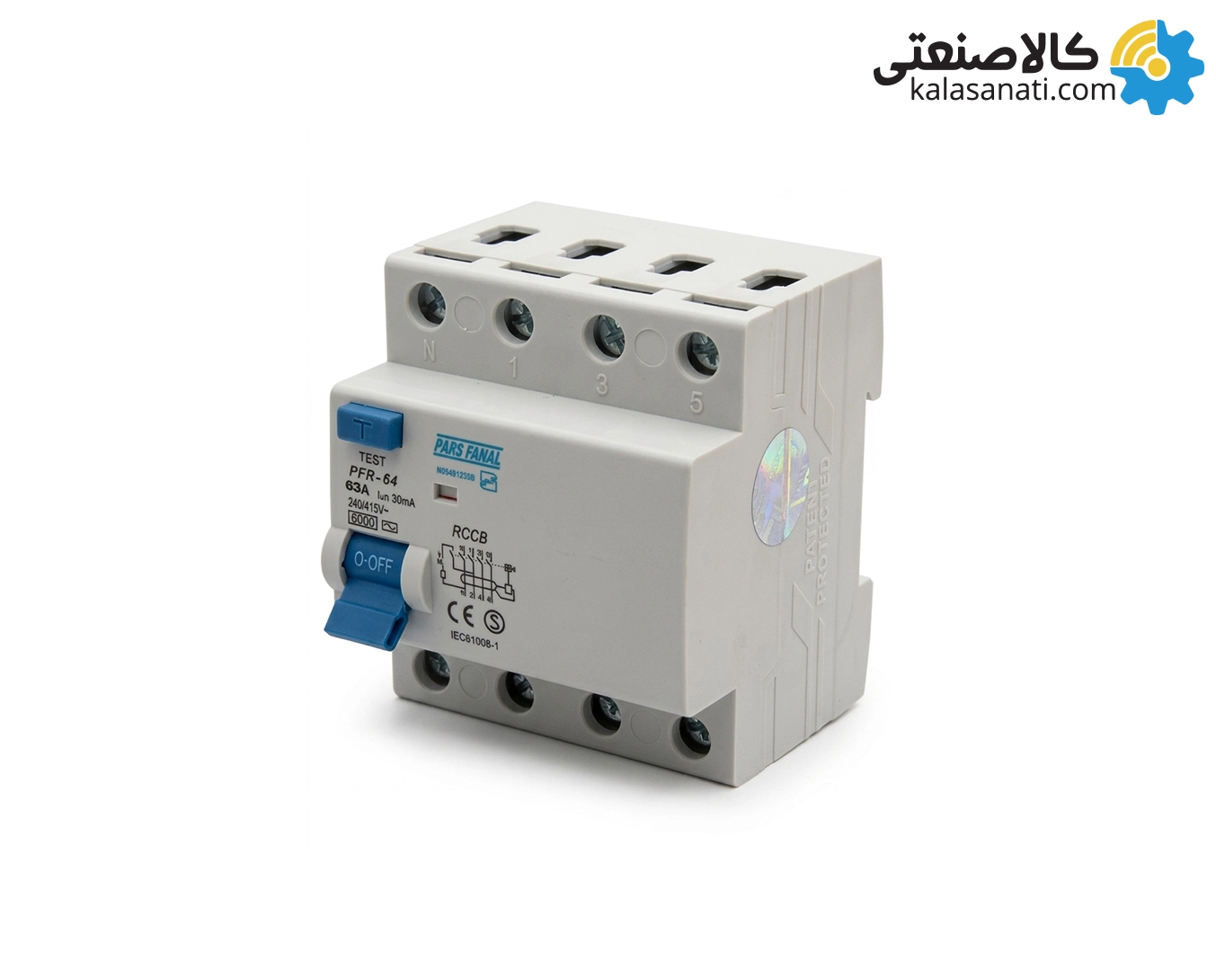 کلید محافظ جان (RCCB) پارس فانال سه فاز 63 آمپر سری PFR - 64